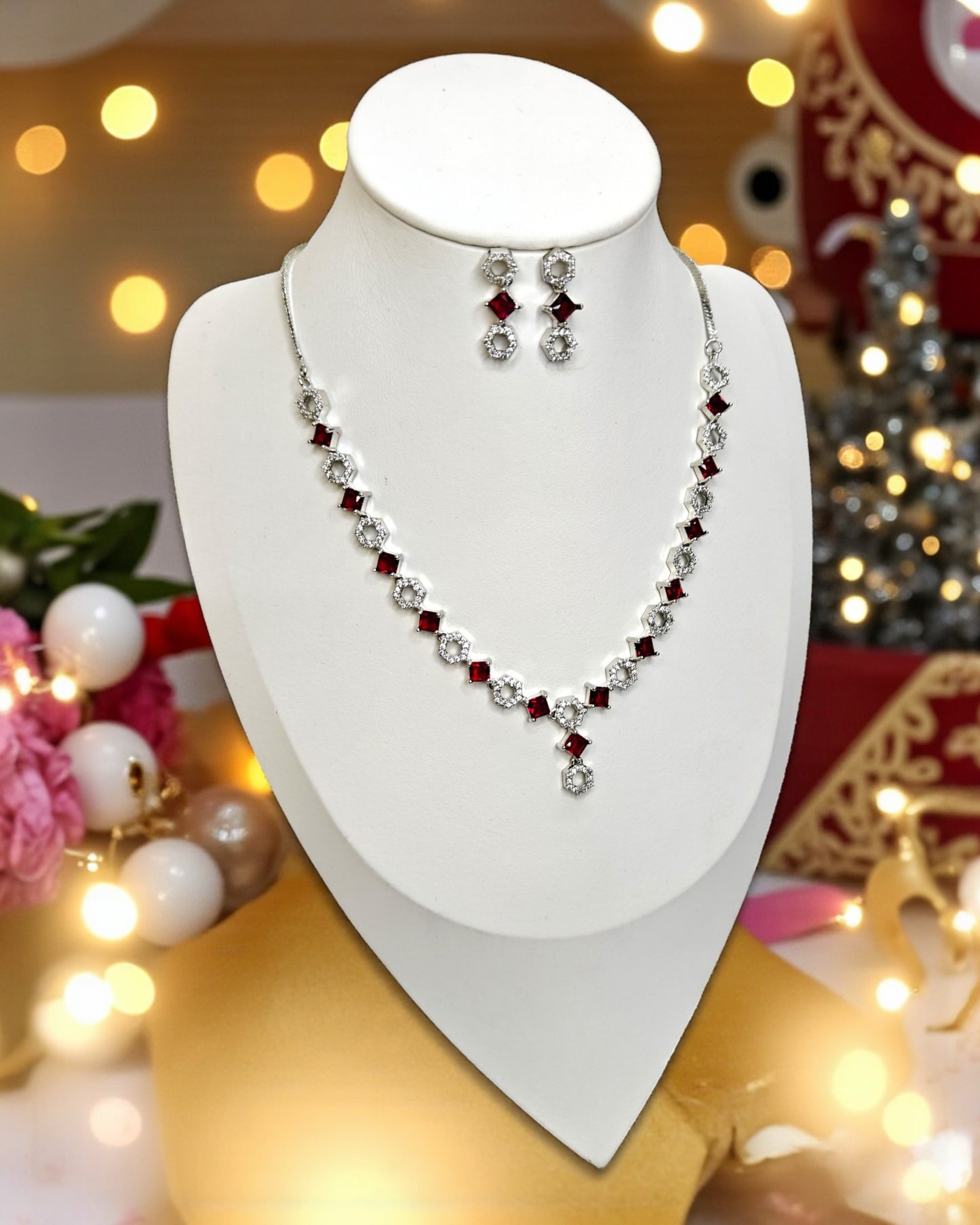 Sunset Halo Necklace - Red
