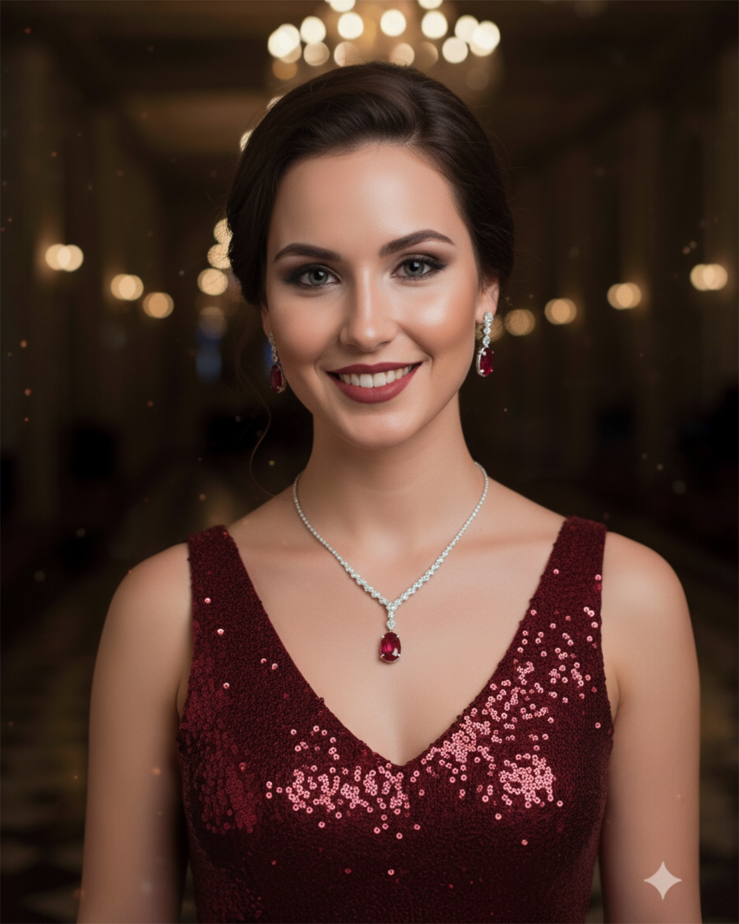 Crimson Elegance Necklace - Ruby