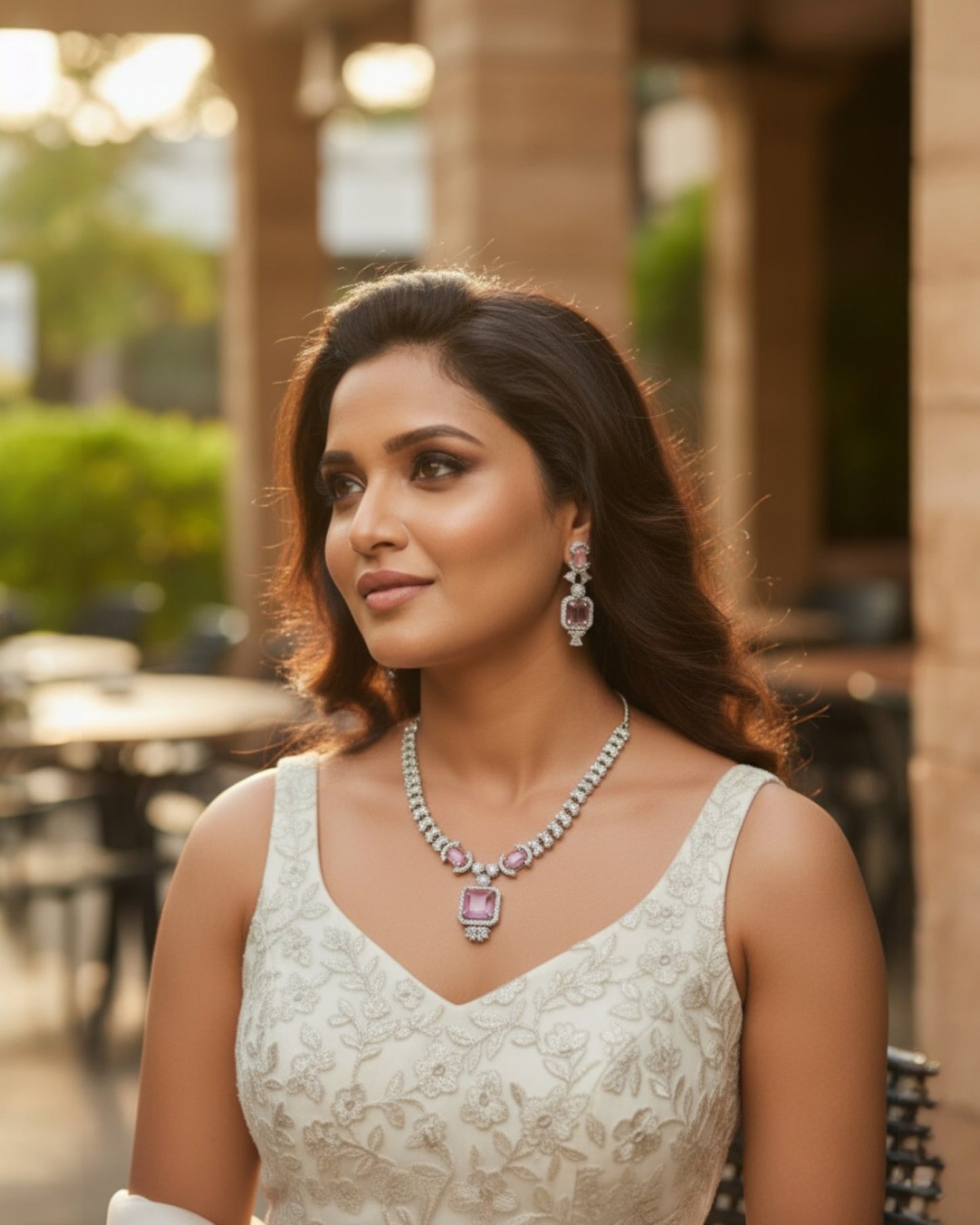 Sadhana Necklace Set - Pink