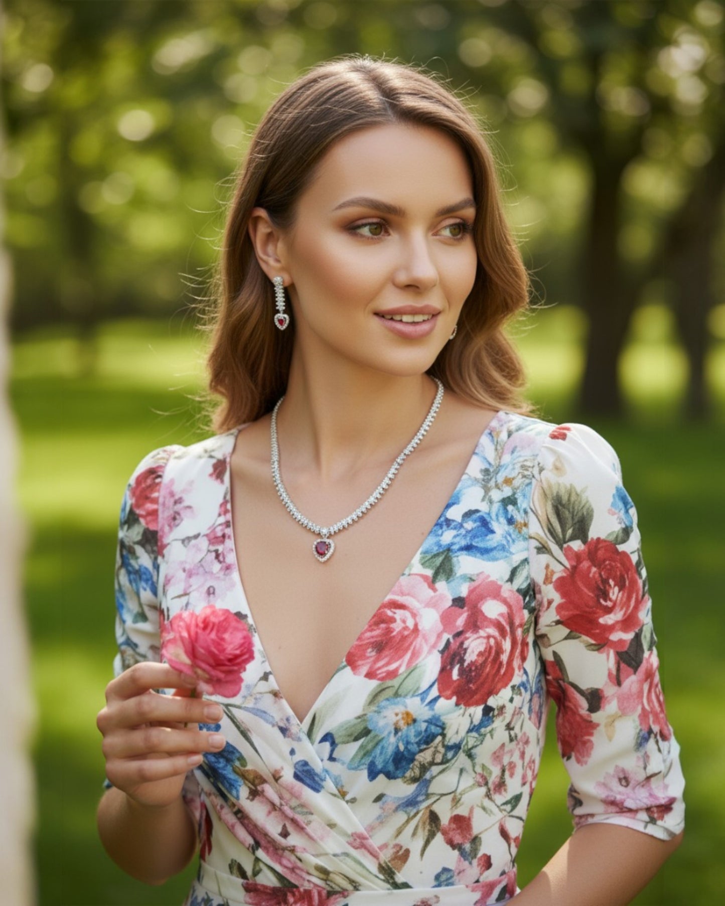 Crimson Charm Necklace - Ruby