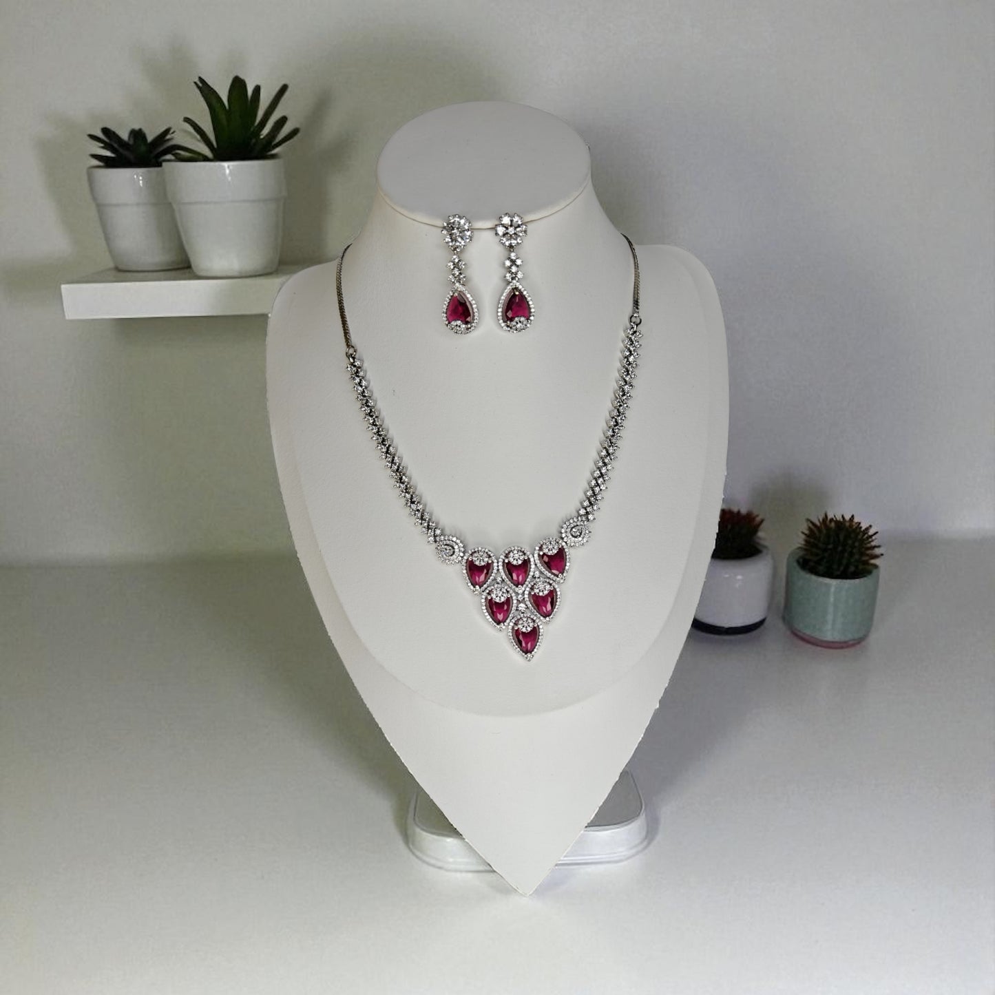 Olivia Necklace Set – Ruby Radiance