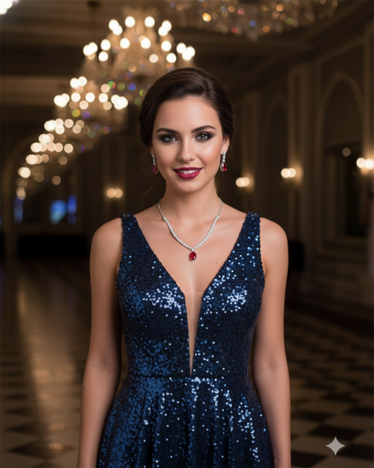 Crimson Elegance Necklace - Ruby